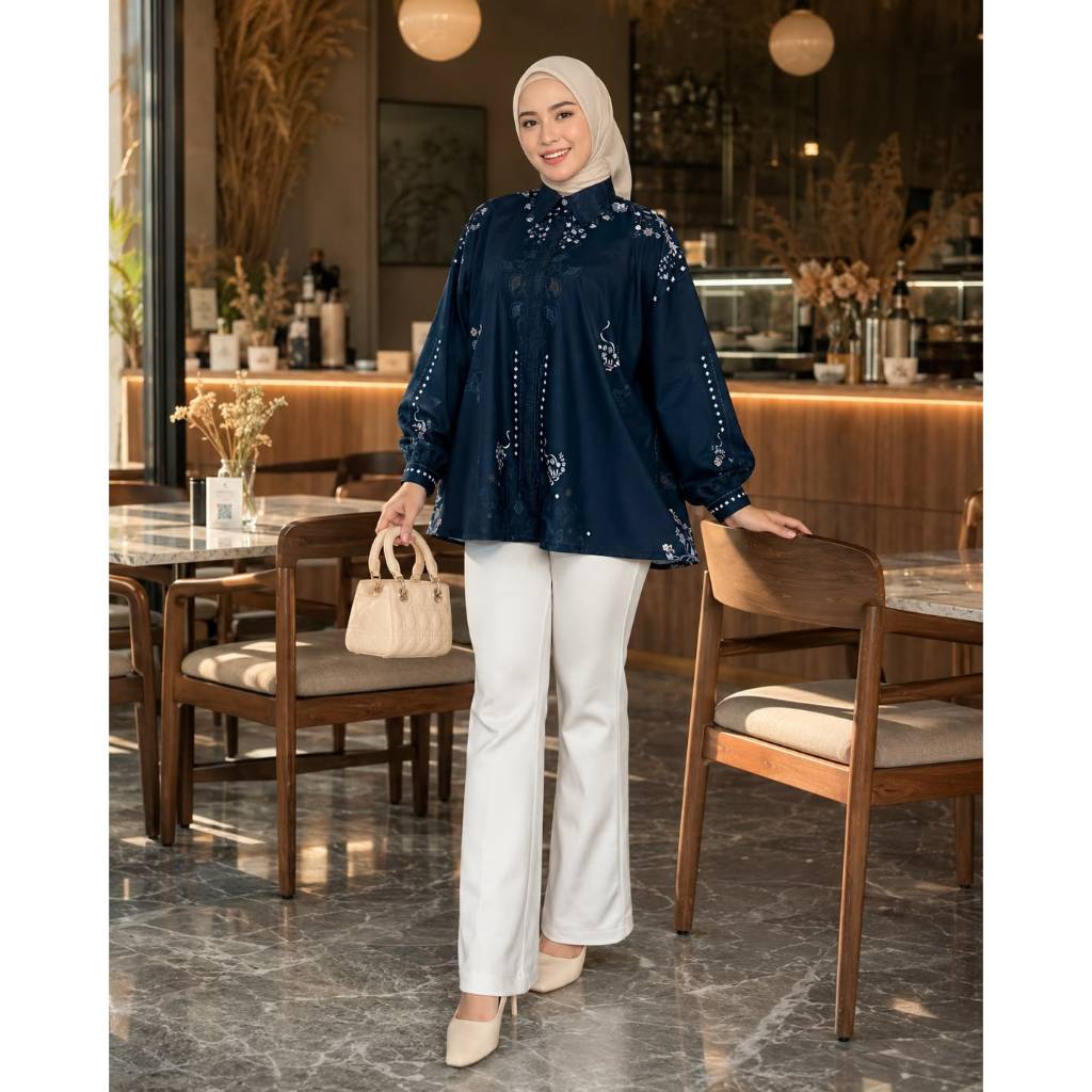 Kemeja Leeana Marbella anti UV - Atasan Wanita Remaja Dewasa By Es-Ha Scarf