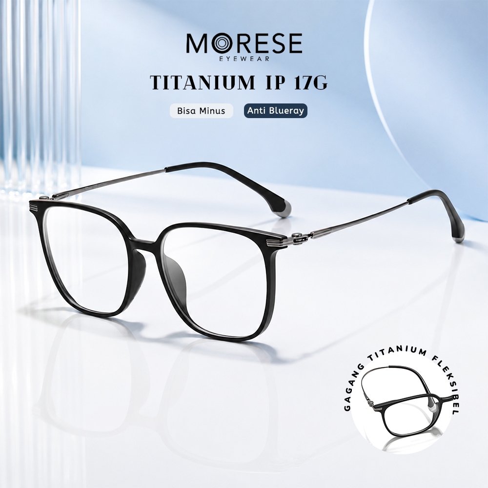 Morese Kacamata Antiradiasi Blueray Style Kotak Simple Bahan Titanium Elegant Fashion Pria Dan Wanit