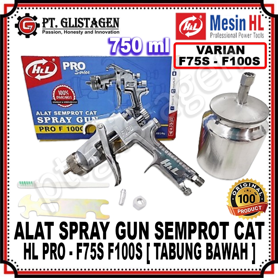 HL Spray Gun Tabung Bawah F75S F100S HL Alat Semprot Semprotan Cat Spraygun F 75S 100S Tabung Bawah 