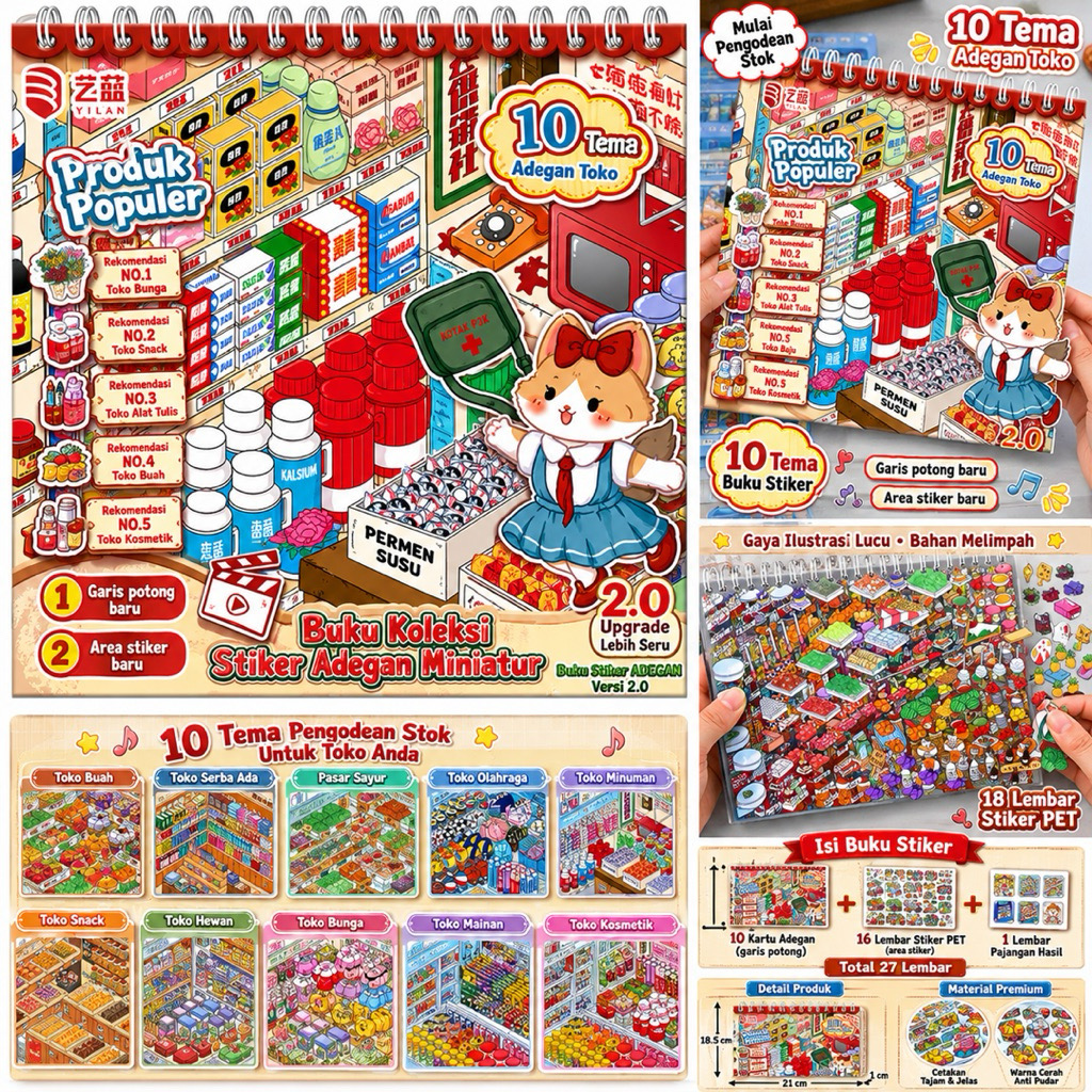 Sanco | SC420 Stiker Kalender 3D DIY Stiker Book 10 Tema Grosir