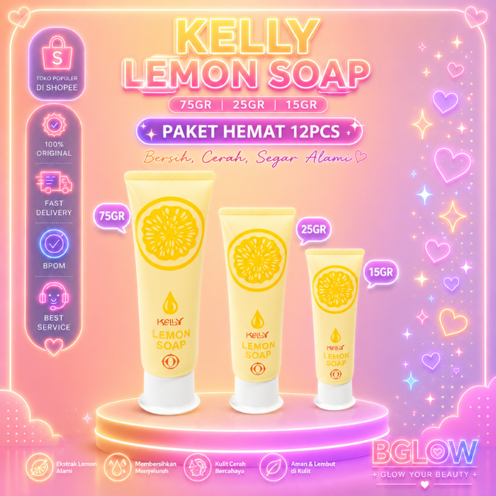 [ISI 12PCS] BUNDLE KELLY LEMON SOAP 75GR 25GR 15GR | Sabun Wajah / Facial Wash / Mencerahkan dan Seg