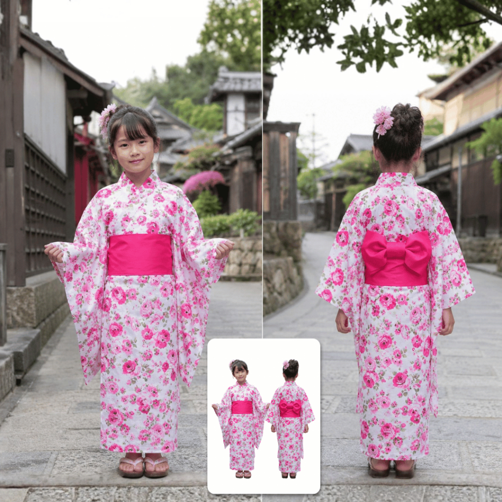 KANEMOCHI YUKATA ANAK WANITA - YUKATA BAJU TRADISIONAL JEPANG - OLEH OLEH & SOUVENIR JEPANG