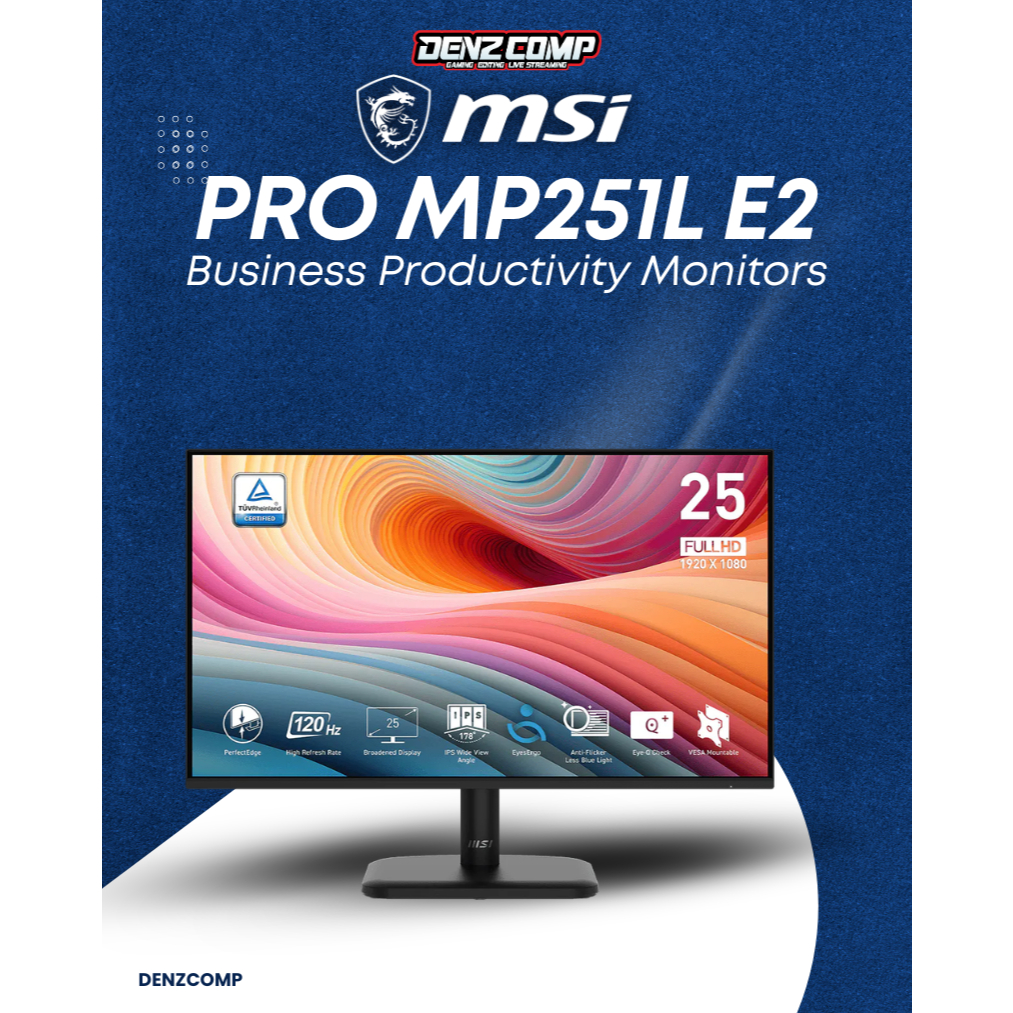 LED Monitor MSI PRO MP251L E2 25" IPS 120Hz MSI PRO MP251L 1MS FHD E2 MSI MP251L E2