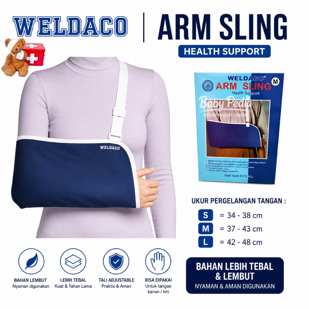 WELDACO Arm Sling Penyangga Lengan Tangan untuk Terapi Cedera Tulang dan Pasca Operasi - BabyPedia