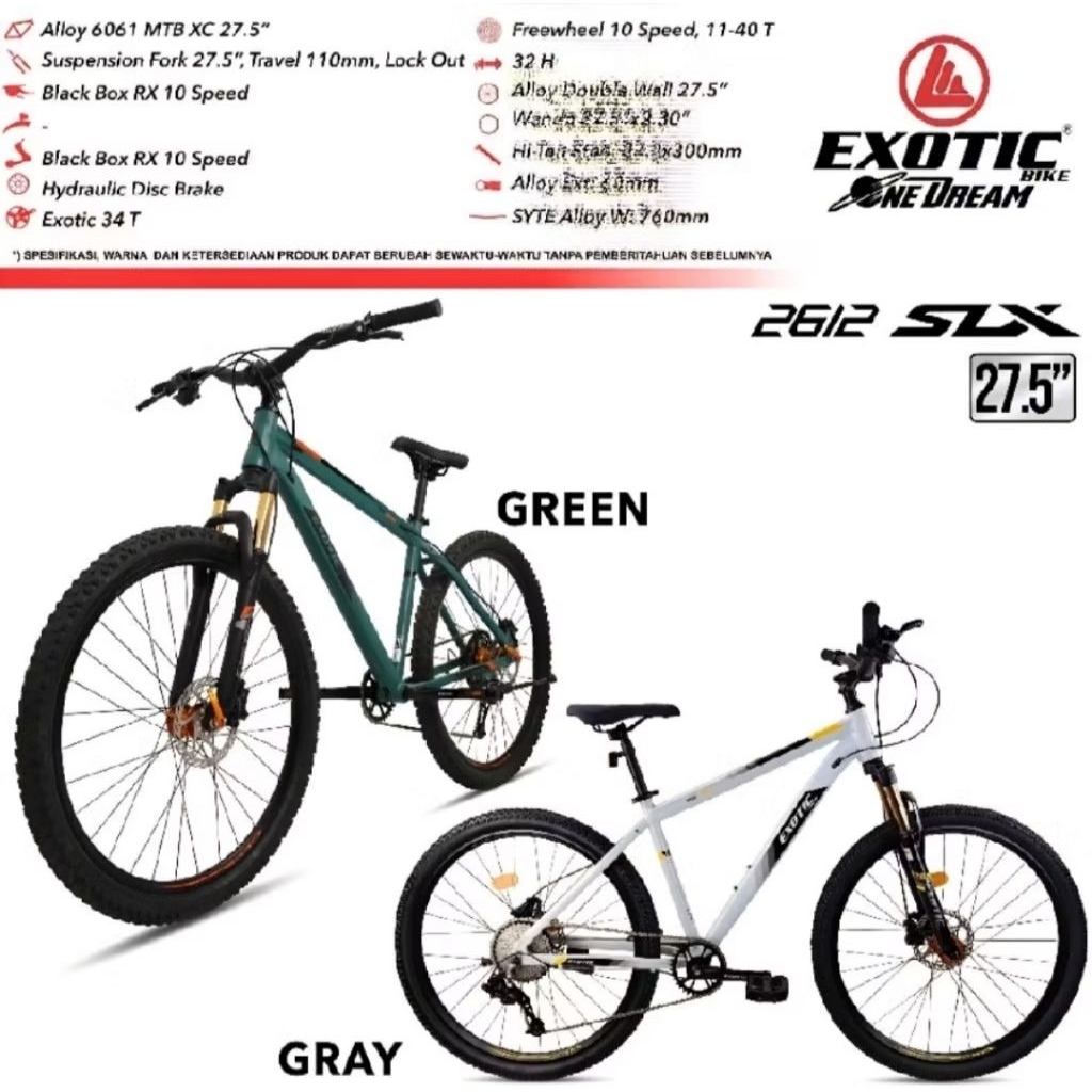 sepeda MTB 27,5 2612 AH exotic alloy hidrolik 2612 SLX