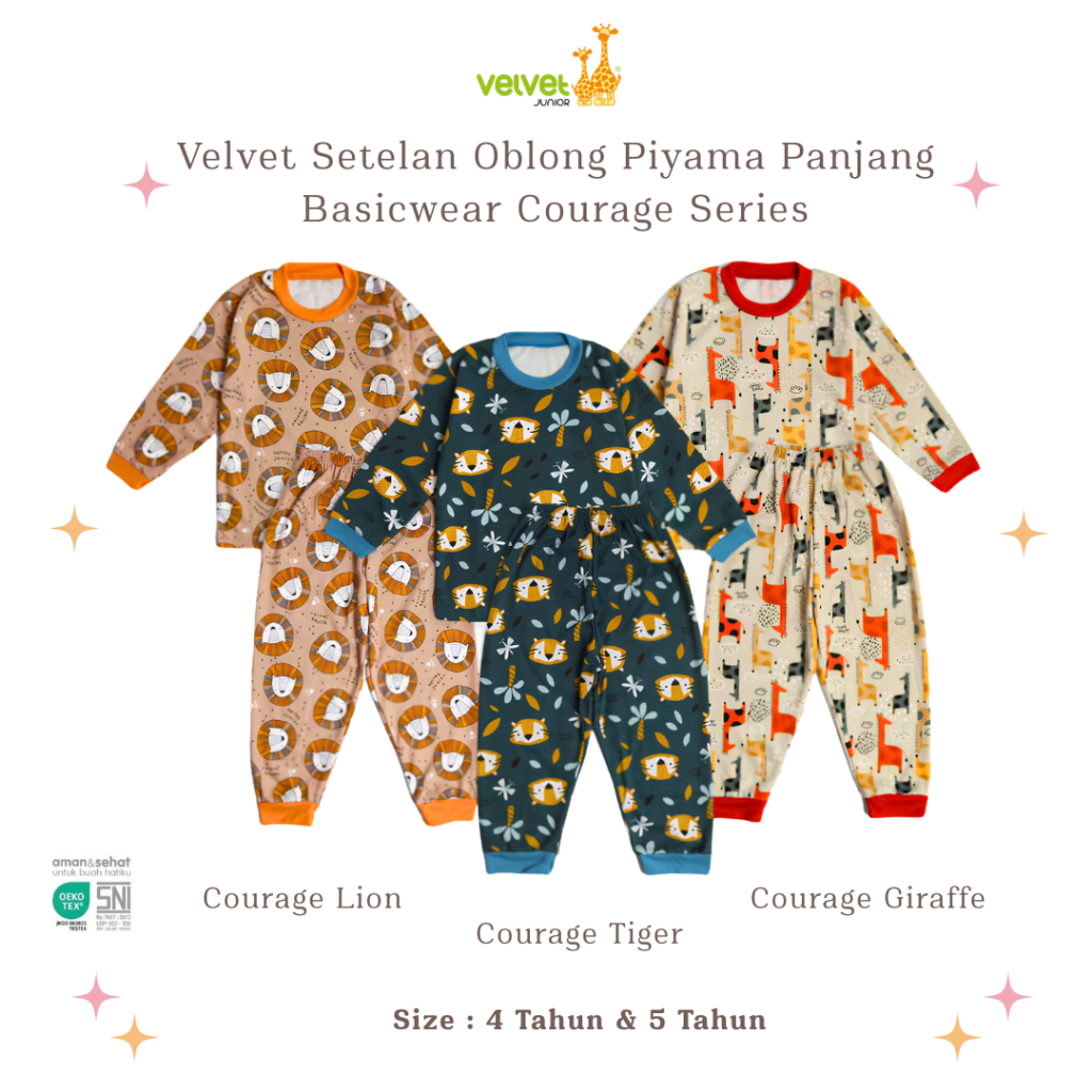 Velvet Junior Setelan Oblong Piyama Panjang Basicwear Courage Series