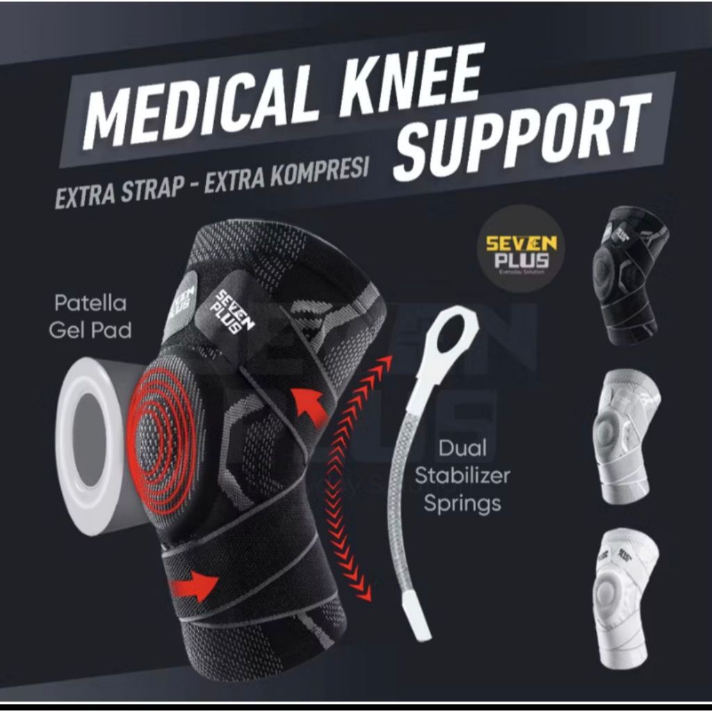 SevenPlus Deker Pelindung Lutut Extra Patella Gel - Spring - Strap / Knee Pad Basket Badminton Voli 