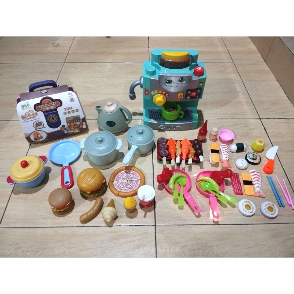 Coffee Leapfrog Sweet Treats Learning Cafe kopi + Set Panci Wajan Teflon masakan Playgo dan Tons OFu