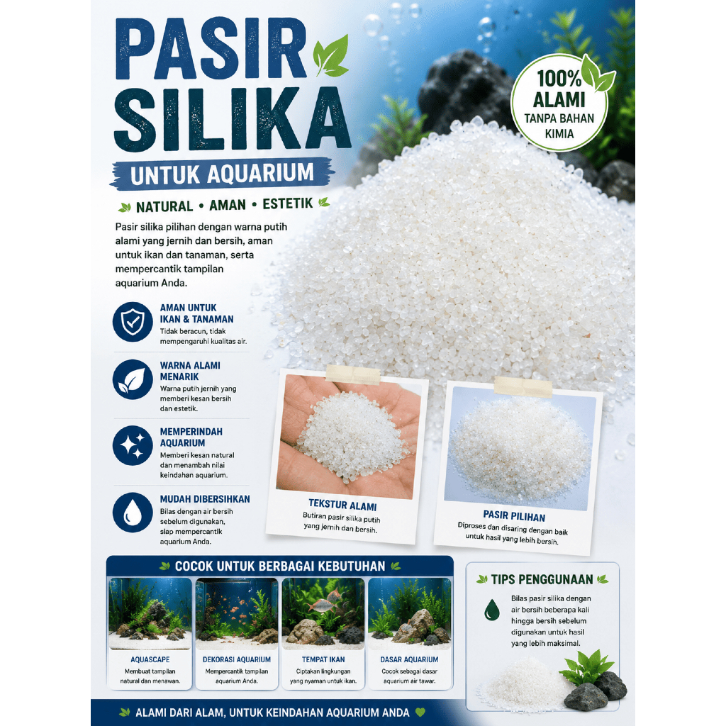 PASIR SILIKA Putih Pasir Silika Halus Aquarium Pasir Dekorasi