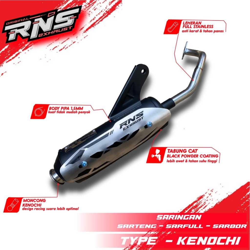 Knalpot kenochi original RNS EXHAUST Untuk Motor Mio Nmax Aerox Beat Pcx Vario scoopy