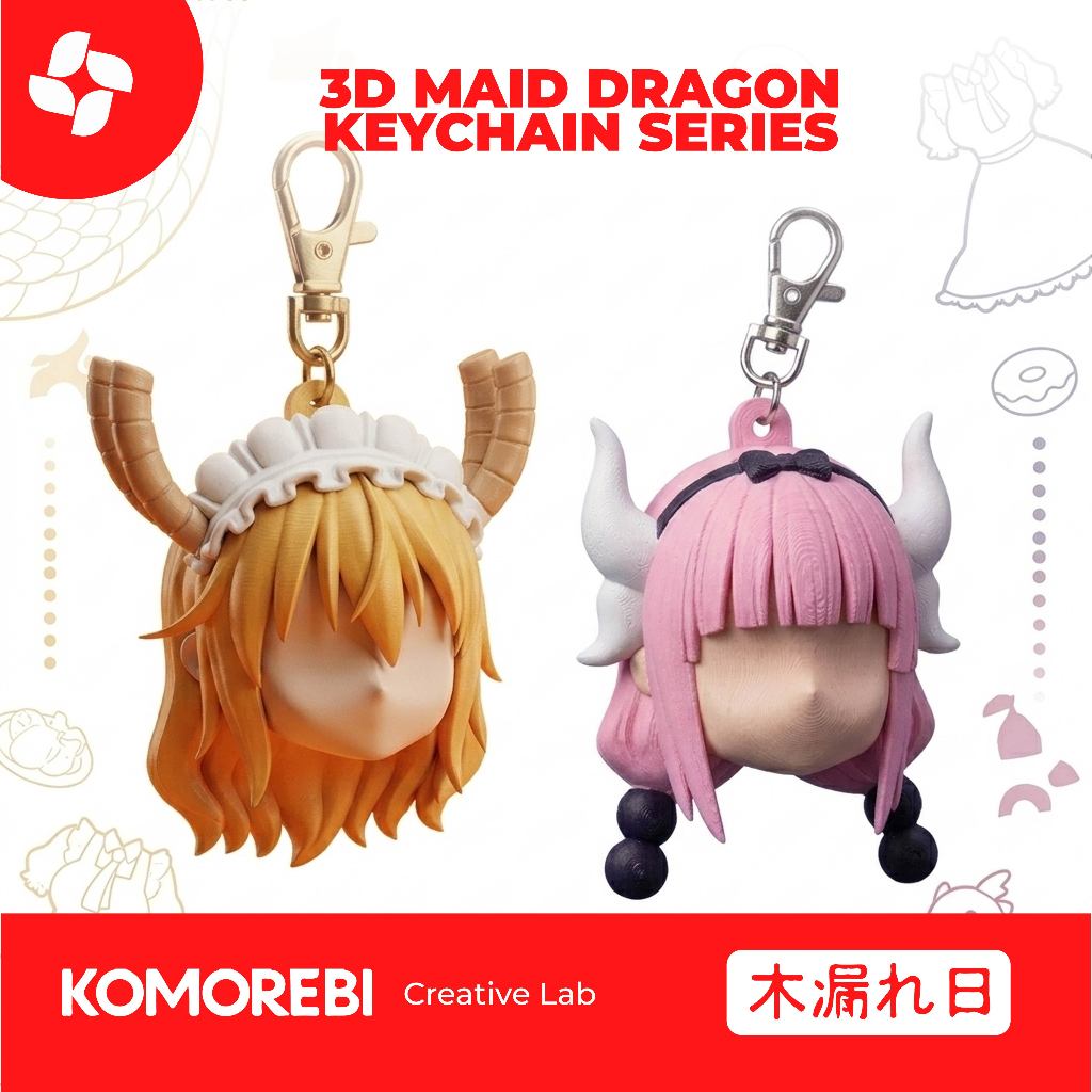 Gantungan Kunci Anime Maid Dragon Tohru Kanna Keychain 3D Figure Aksesoris Tas Motor Mobil Lucu Cust