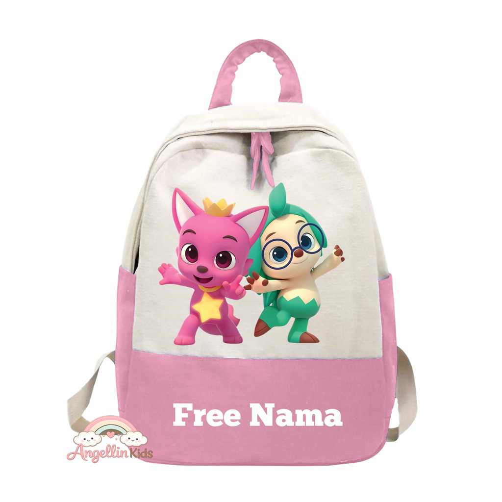 ANGELLIN.KIDS TAS ANAK PINKFONG CUSTOM NAMA | TAS SEKOLAH TK PAUD SD KARAKTER PINKFONG FREE NAMA
