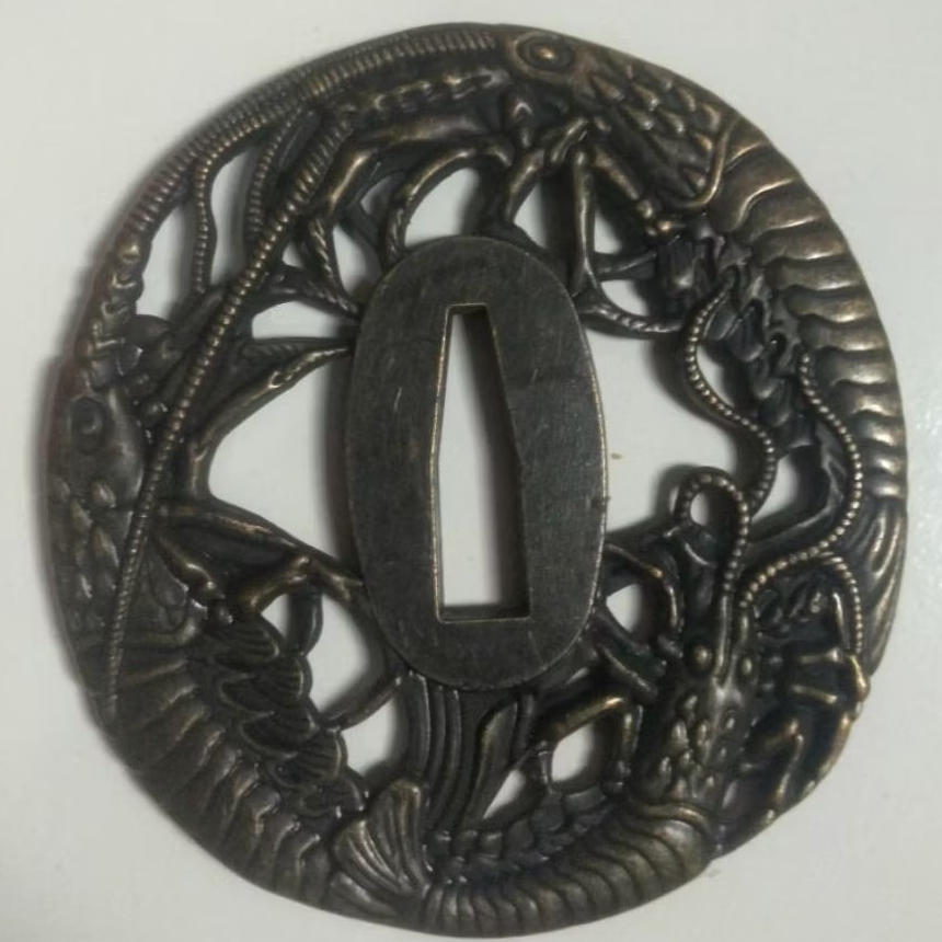 aksesoris samurai katanas tsuba udang ebi