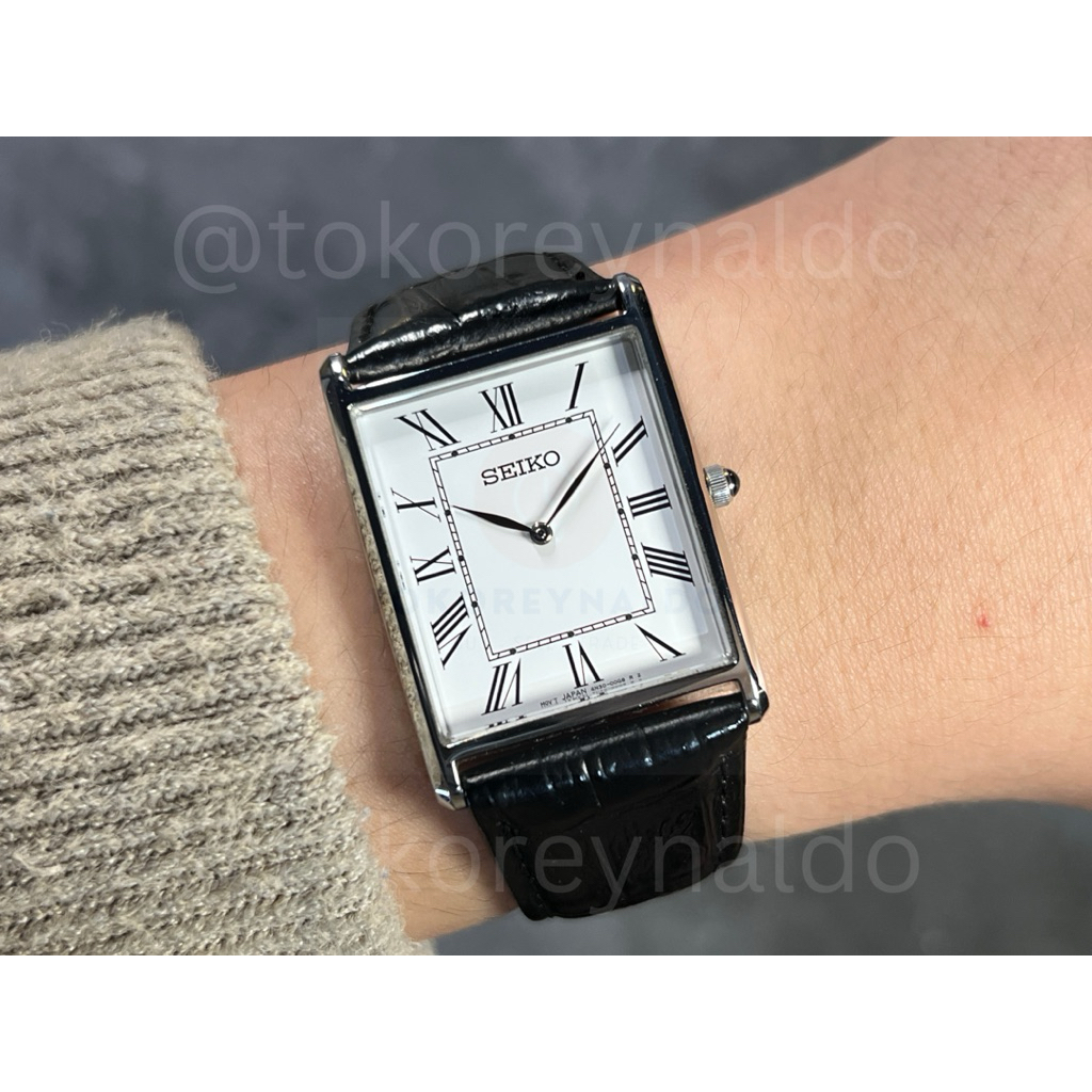 JAM TANGAN SEIKO ESSENTIALS SWR049 LARGE TANK SS WHITE DIAL ROMAN INDEX LX2470O
