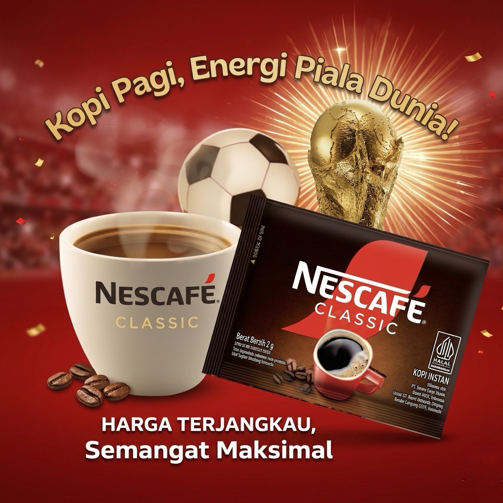 Nescafe Classic Kopi Hitam Instan - 1 Renteng (10 Sachet x 2gr)