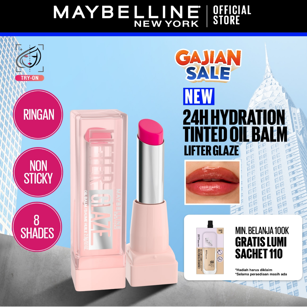 [NEW LAUNCH] MAYBELLINE OFFICIAL Lifter Glaze Tinted Oil Balm Liptint Lipbalm Tinted Balm Tidak Leng