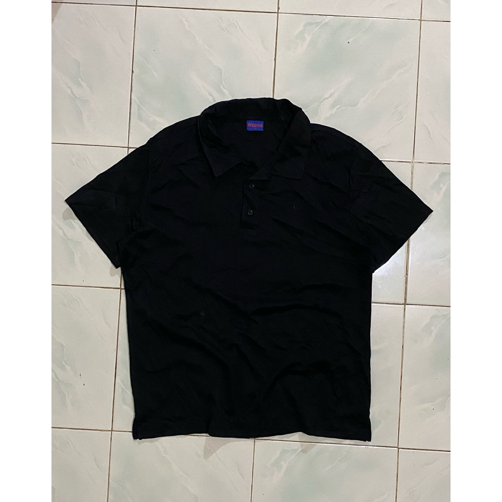 Kaos kerah polo poloshirt atasan pria cowok laki laki basic polos hitam N’gene second