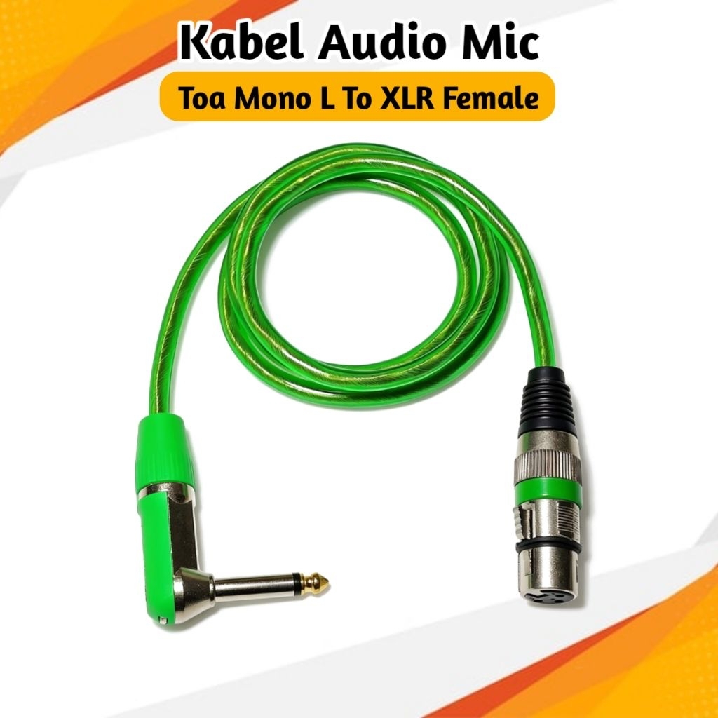Kabel Mic Jek Akai Toa Mono L 6,5mm To Jek XLR Canon Female  Panjang 1 Meter