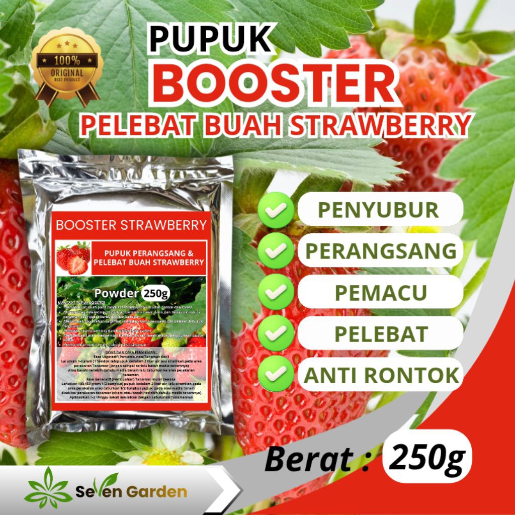 Pupuk Booster Buah Strawberry | Perangsang dan pelebat buah Strawberry kemasan 250gram praktis dan e