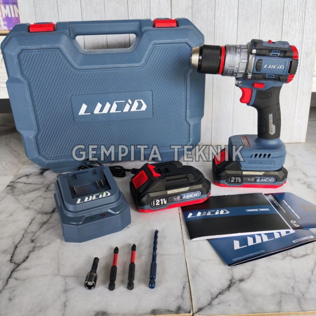 Lucid LX-60 Cordless Drill Mesin Bor Baterai 13mm 21Volt 2.0Ah 2 baterai Burles Lucid LX-60 Cordless
