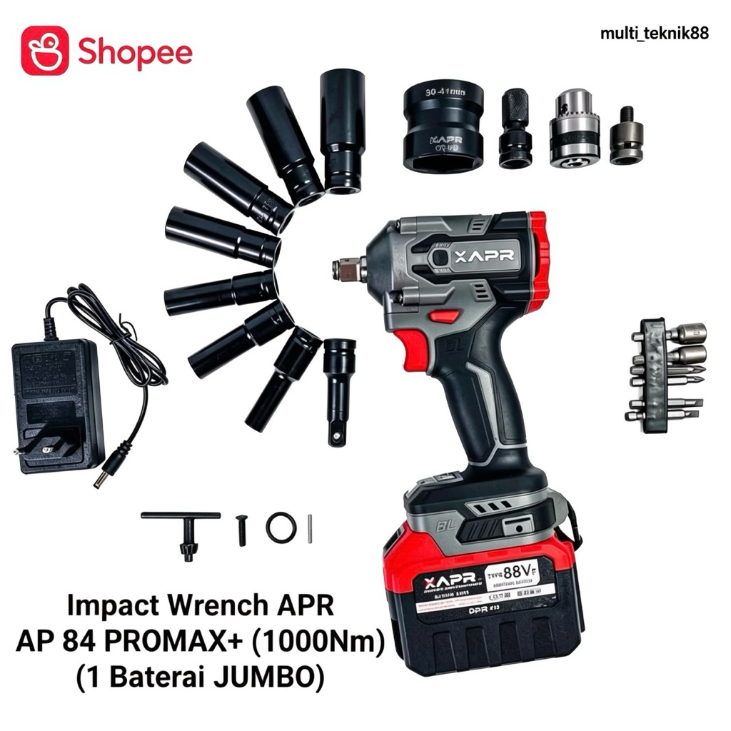impact wrench Apr 1000NM IMPACT APR 84pro max 1 baterai / impact cordless  jumbo  1 baterai