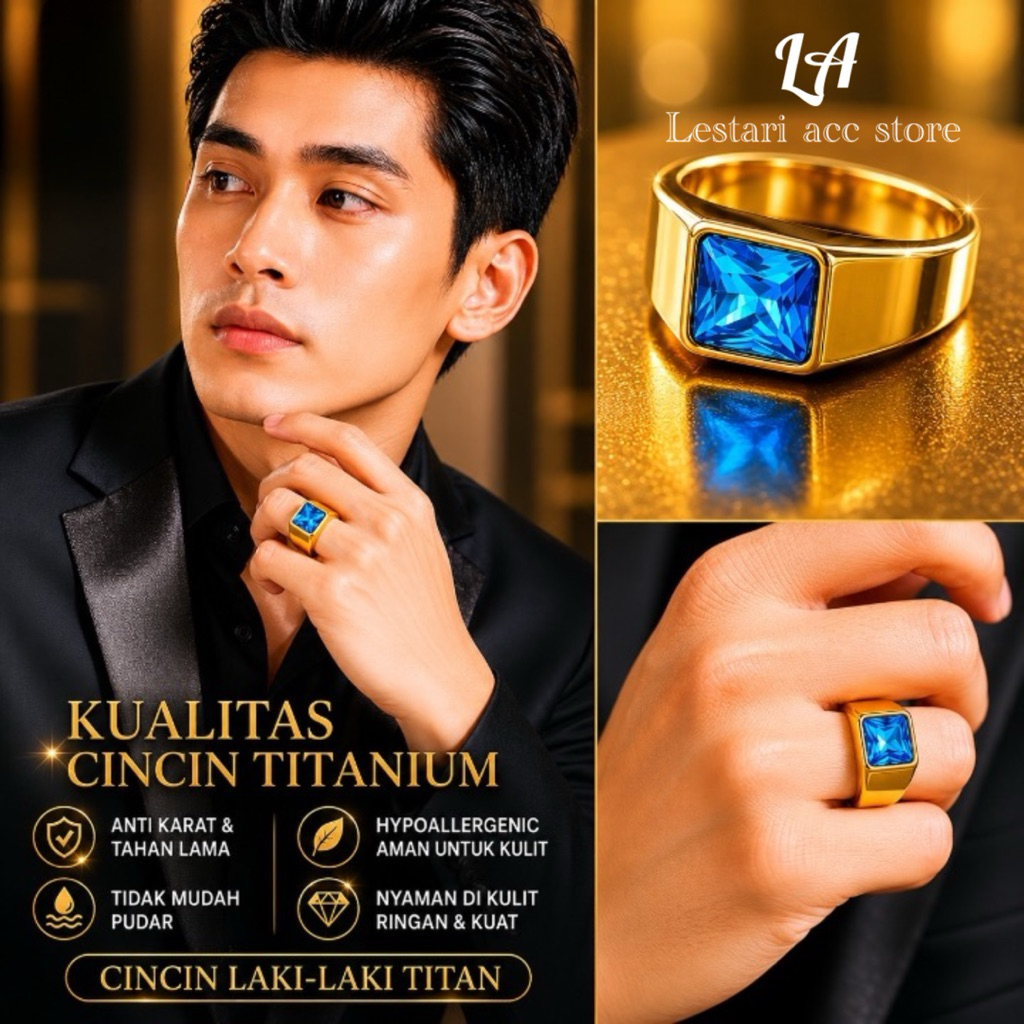 cincin pria stainlees steel - cincin permata batu zircon style elegan