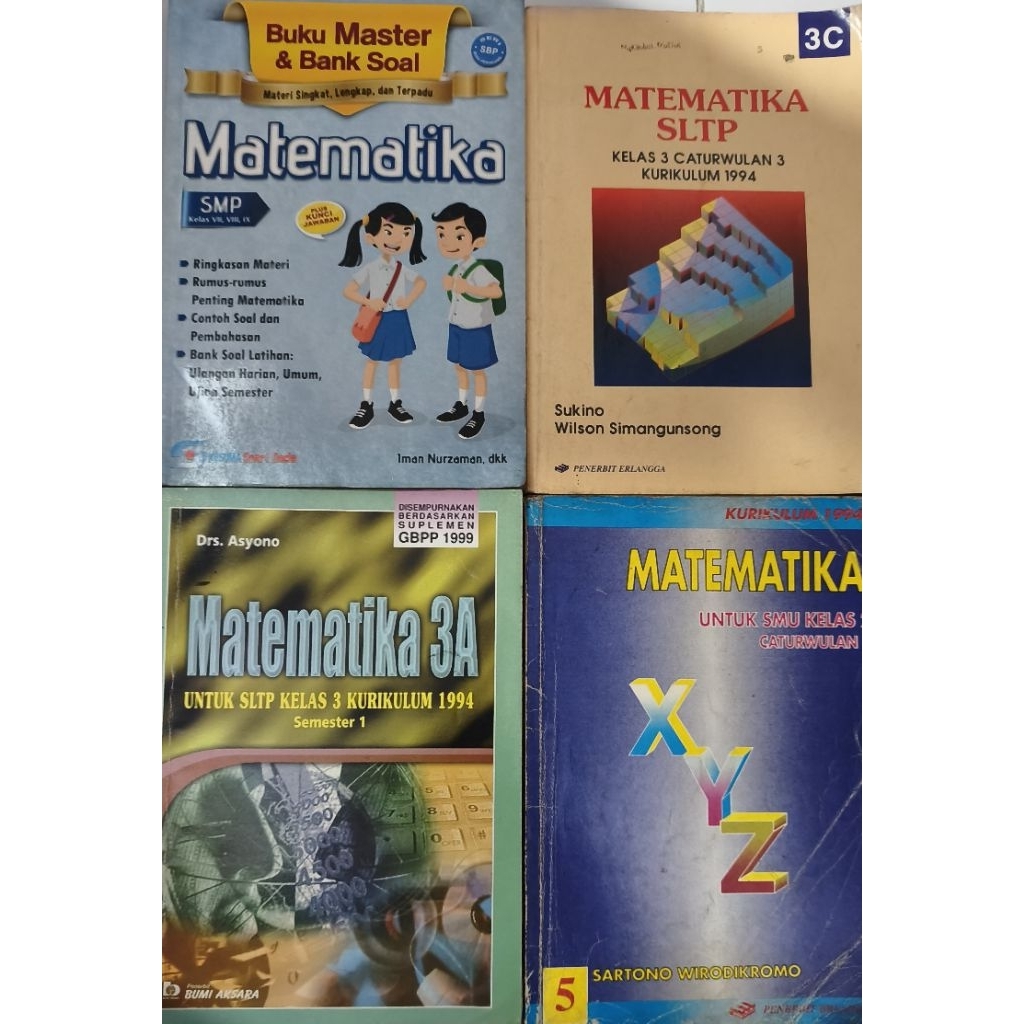 BUKU MATEMATIKA SLTP/SMU KURIKULUM TAHUN 1994/1999 BEKAS ORIGINAL