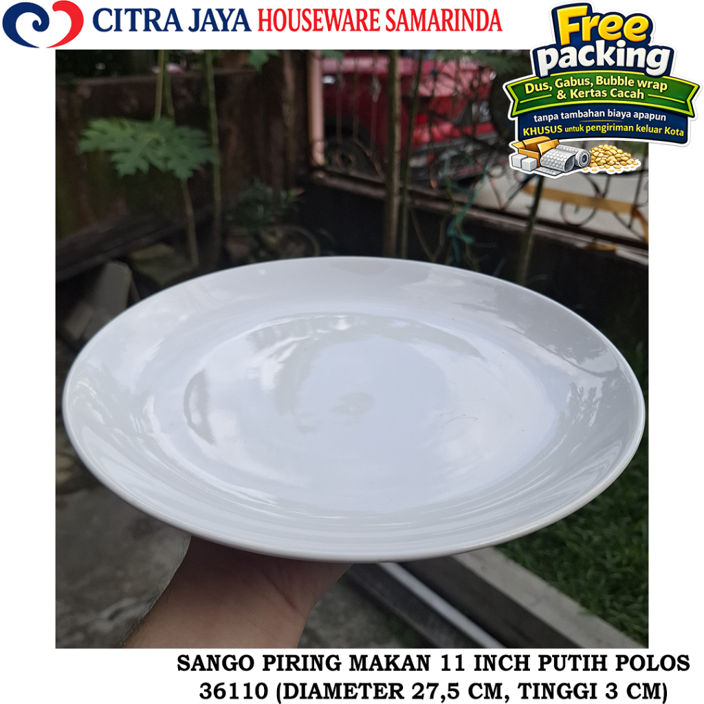 Piring MAKAN 11 INCH (1 PCS / 6 PCS) SANGO 36110 PUTIH POLOS