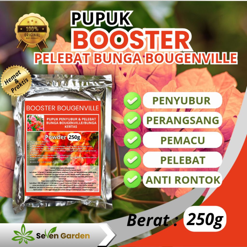 Pupuk Booster Bunga Bougenville | Perangsang dan pelebat bunga bougenville kemasan 250gram praktis d