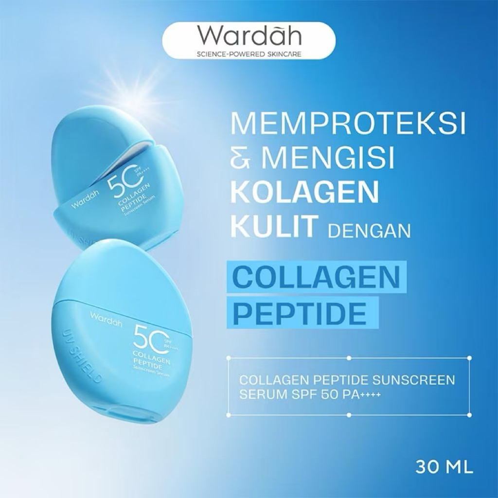 wardah sunscreen collagen spf 50 pa++++ kemasan kerang biru 30ml