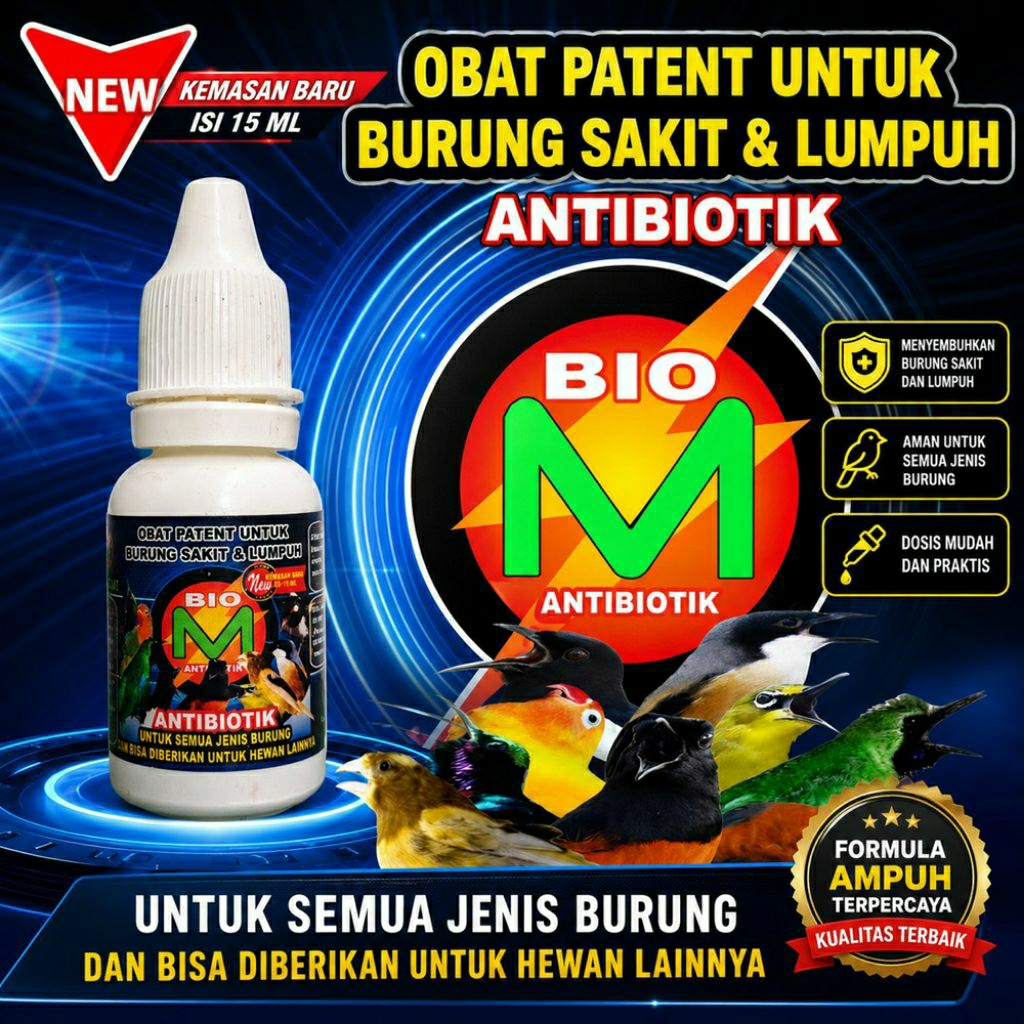 Vitamin Burung Sakit Antibiotik Bio-M Suplemen Burung