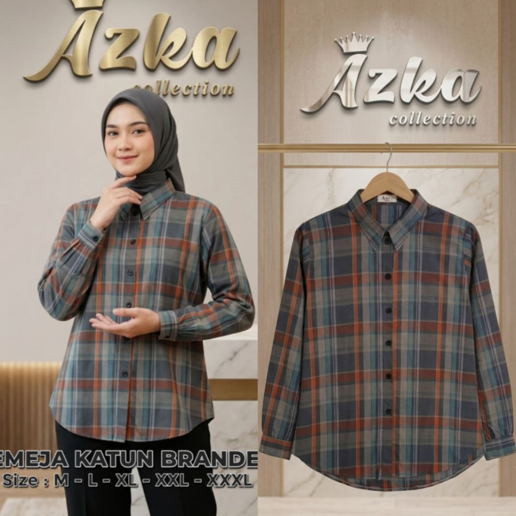 ATASAN AZKA/ATASAN TRISET/KEMEJA TRISET/KEMEJA TRISET KOTAK/KEMEJA KOTAK JUMBO