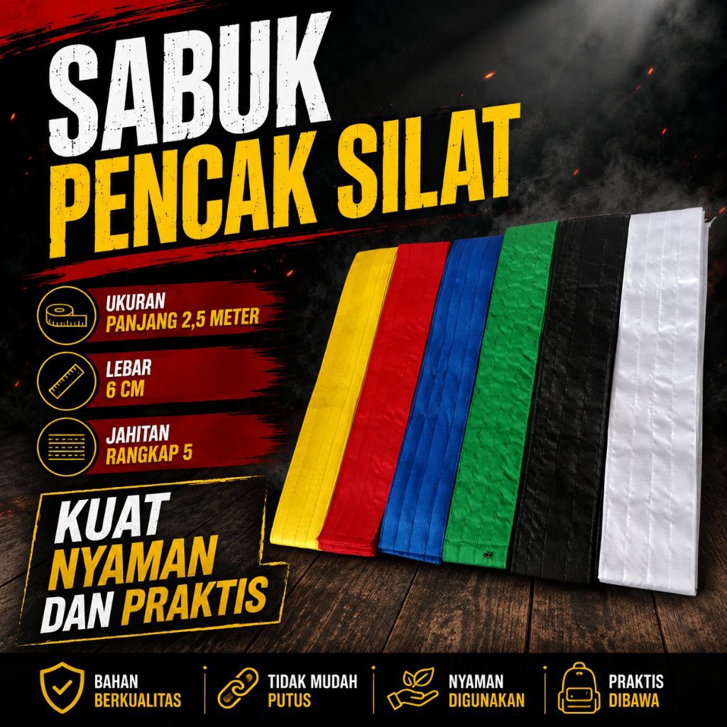 Sabuk Pencak Silat Lebar 6 cm Polos/Sabuk Silat