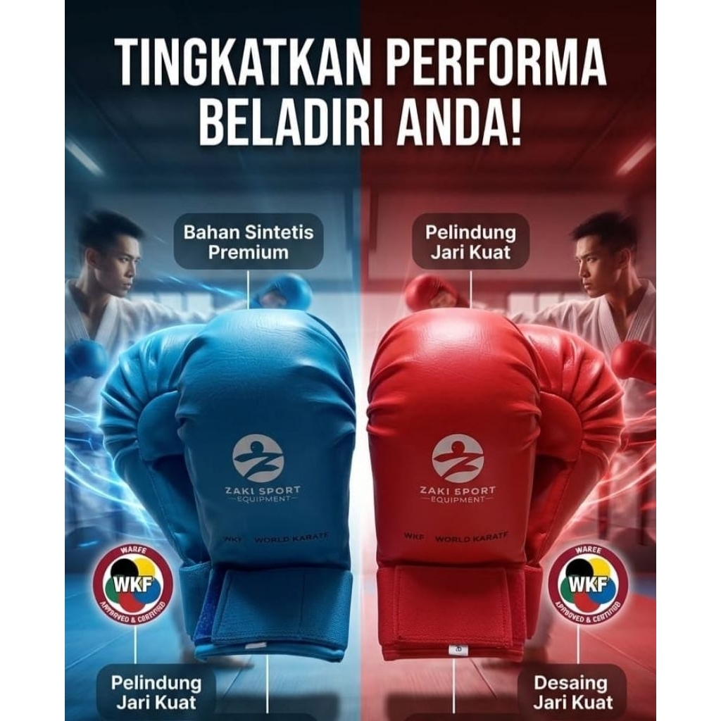 hand protector karate,sarung pengaman karate,hand protector merah,hand protector biru