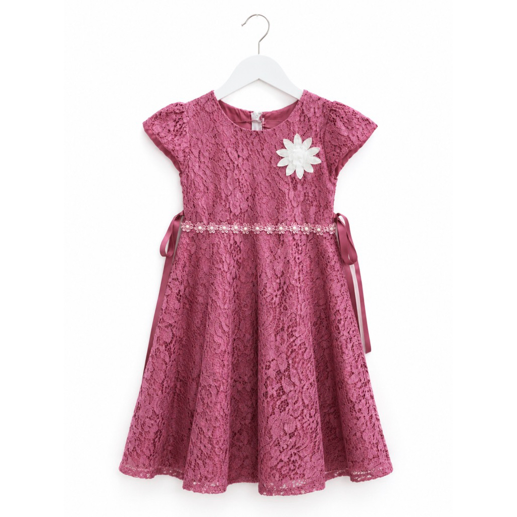 Preloved Dress Anak Brokat Dusty Pink