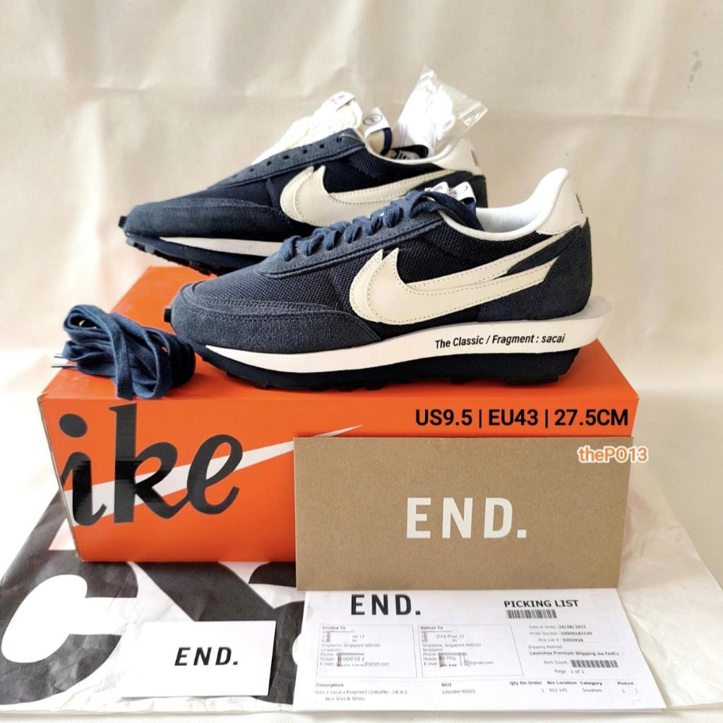 NIKE LD WAFFLE X SACAI X FRAGMENT LOW SNEAKERS BLUE VOID FW21 AUTHENTIC 100% BNIB