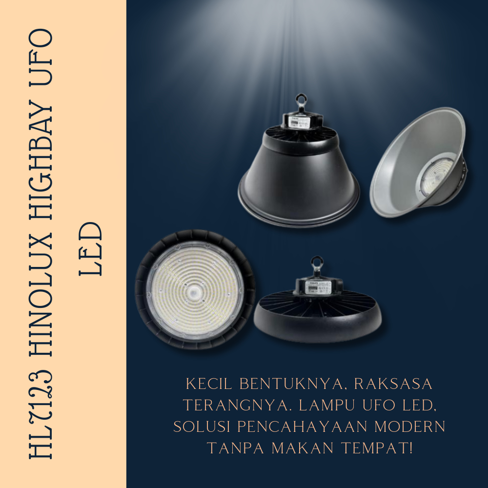 Hinolux Lampu LED Highbay UFO HL7123 SMD2835 200W IP65 Hemat Energi Super Terang untuk Gudang Pabrik