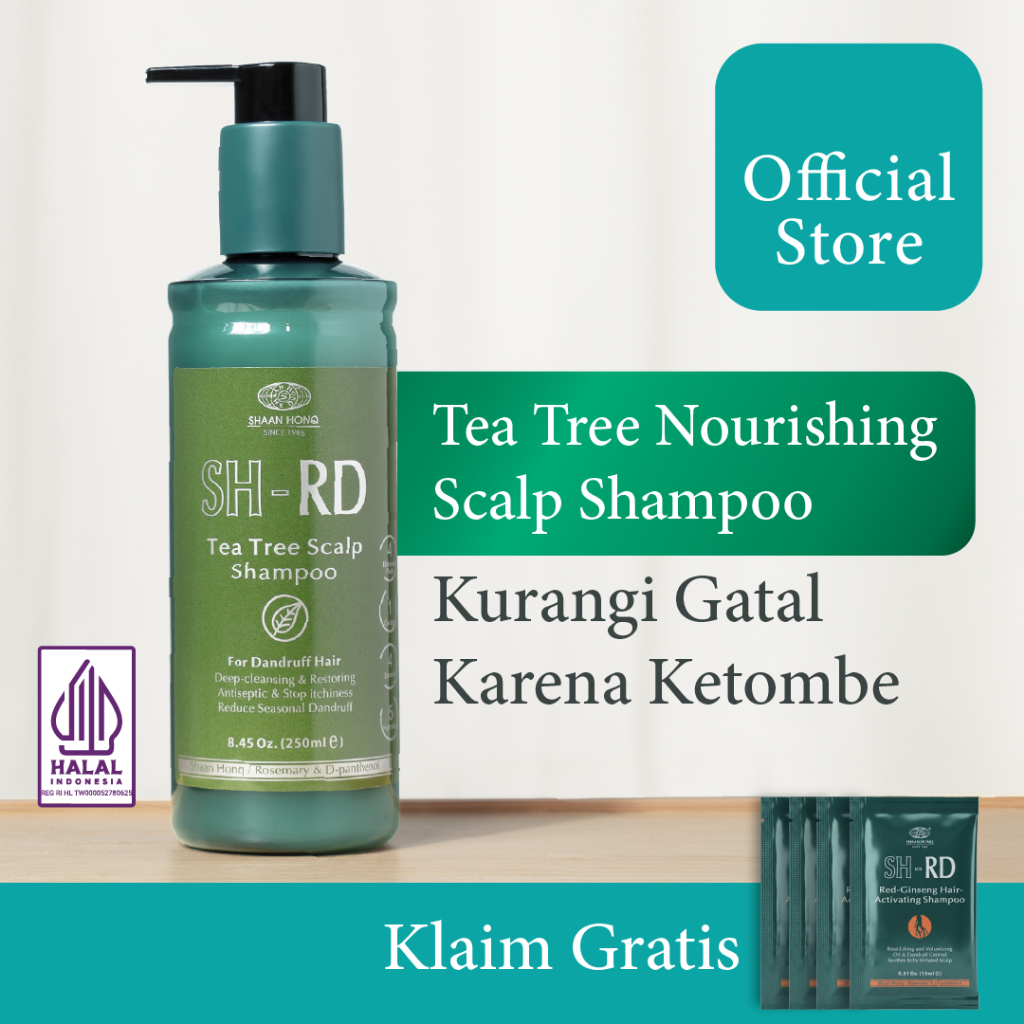 SH-RD | Tea Tree | shampoo anti ketombe | Perawatan Rambut | Gatal | Ketombe | Ketombe kering | Keri
