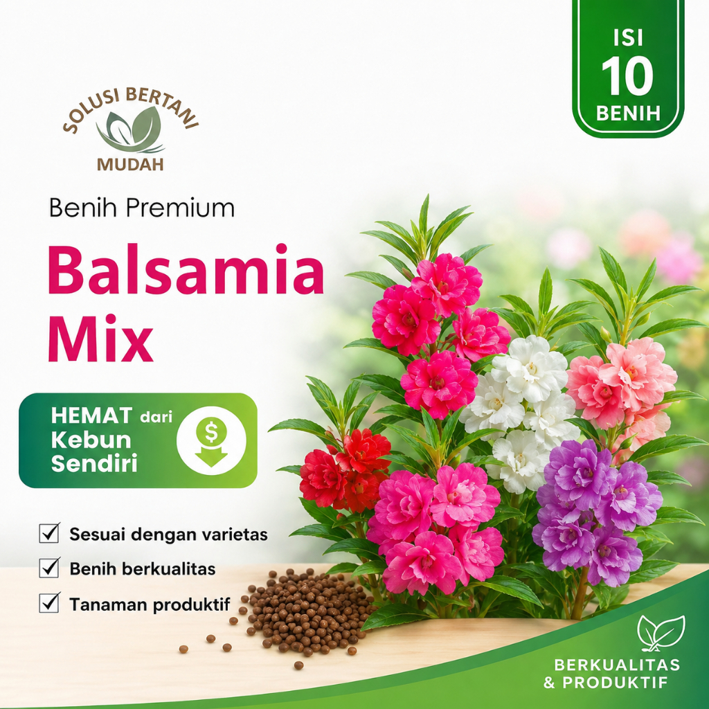 Benih Bunga Pacar Air Impatiens Rose Balsamina Mix – Bibit Bunga Hias Warna-Warni Berkualitas