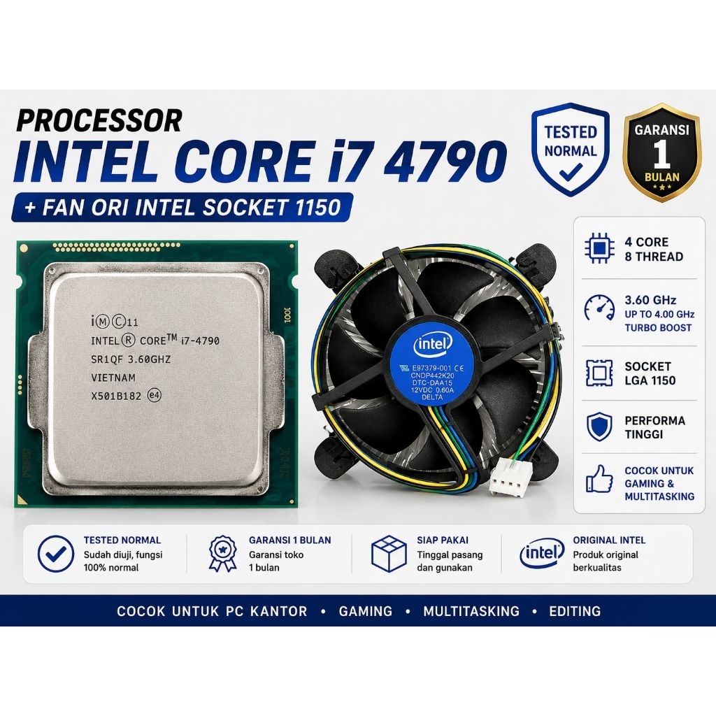 PROCESSOR INTEL I7 4790 + FAN ORI 1150