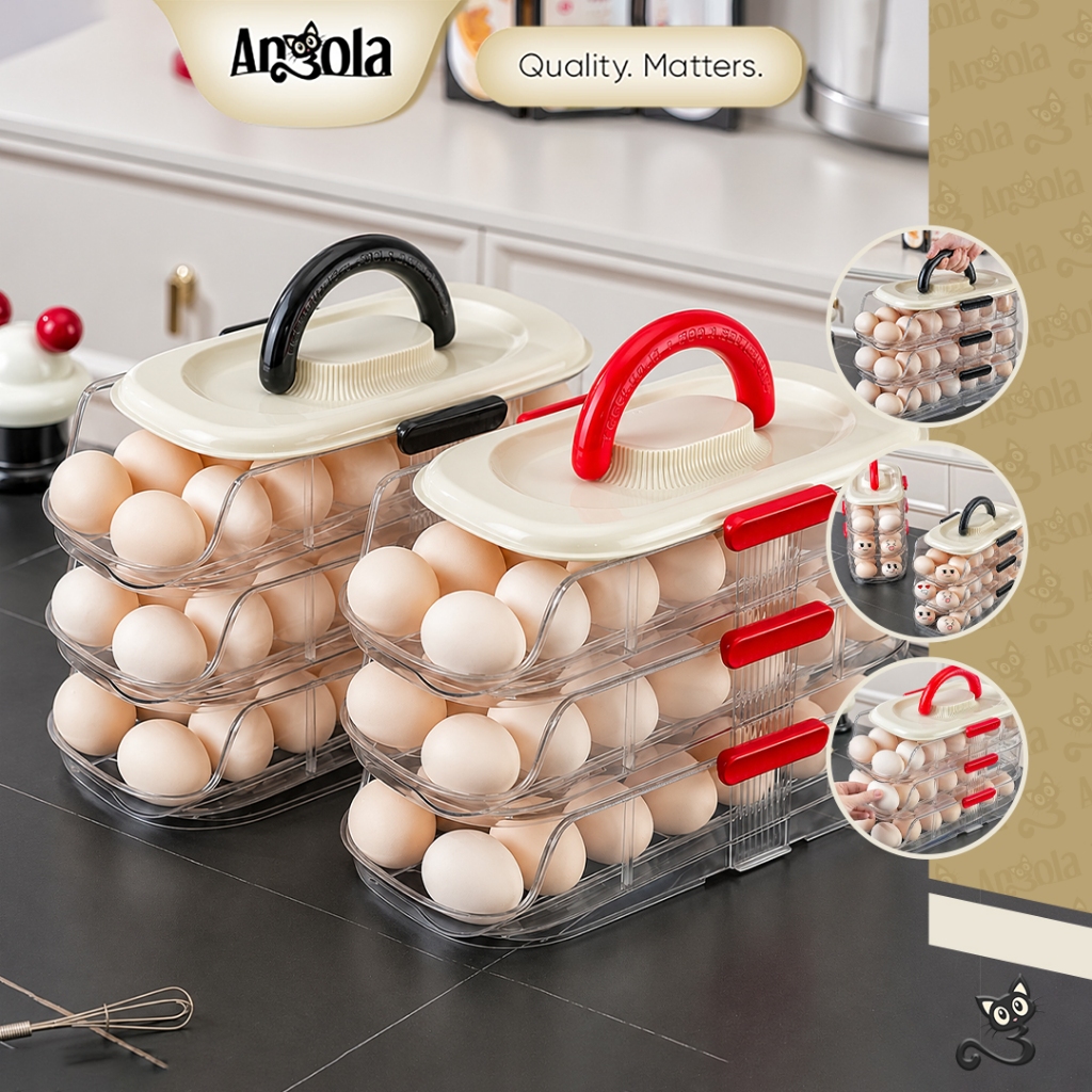 ANGOLA Rak Telur 3 Susun C46A-C47A Tempat Telur Ayam Aesthetic / Wadah Telur Storage Box Telur