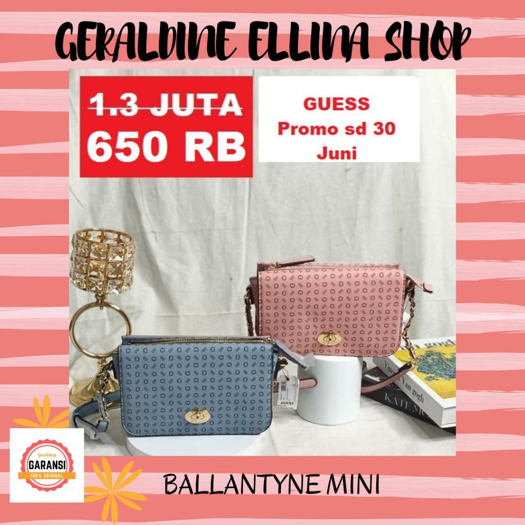 Tas Guess wanita sling bag ORIGINAL 100% sale BALLANTYNE MINI FLAP
