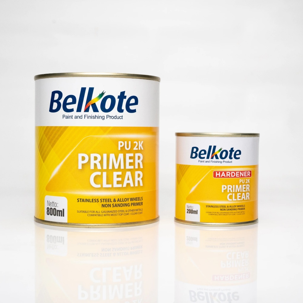 BELKOTE PU 2K PRIMER CLEAR + HARDENER | Primer Transparan Non Sanding untuk Stainless, Galvanis & Al