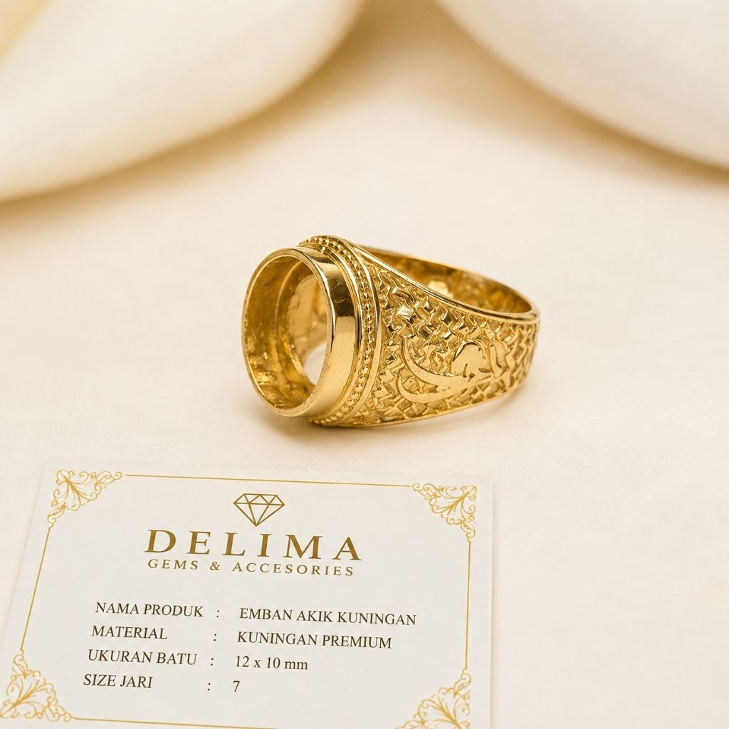 ring emban batu akik dan permata kuningan.30