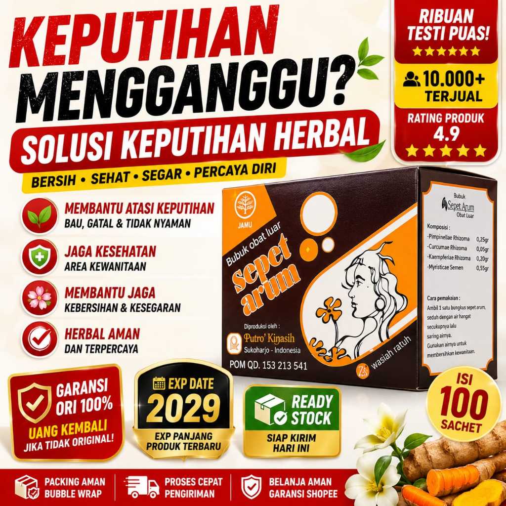 SEPET ARUM MANJAKANI 100 SACHET BUBUK CEBOK PEMBERSIH KEWANITAAN PERAPAT VAGINA KEMBALI PERAWAN