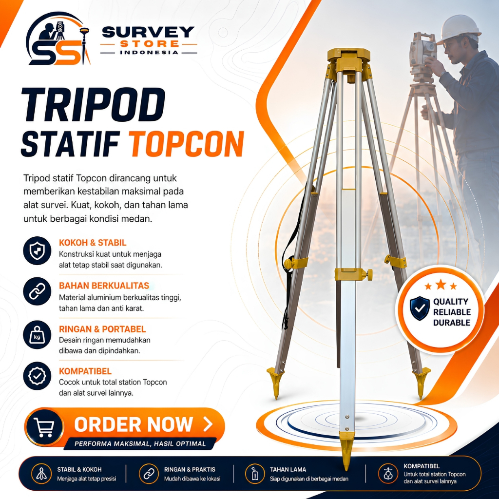Tripod Statif Topcon Aluminium Heavy Duty untuk Total Station Theodolite Waterpass GPS RTK