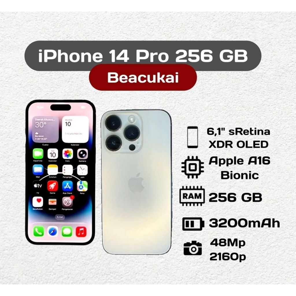 Apple iPhone 14 Pro 256 GB Second Inter Beacukai