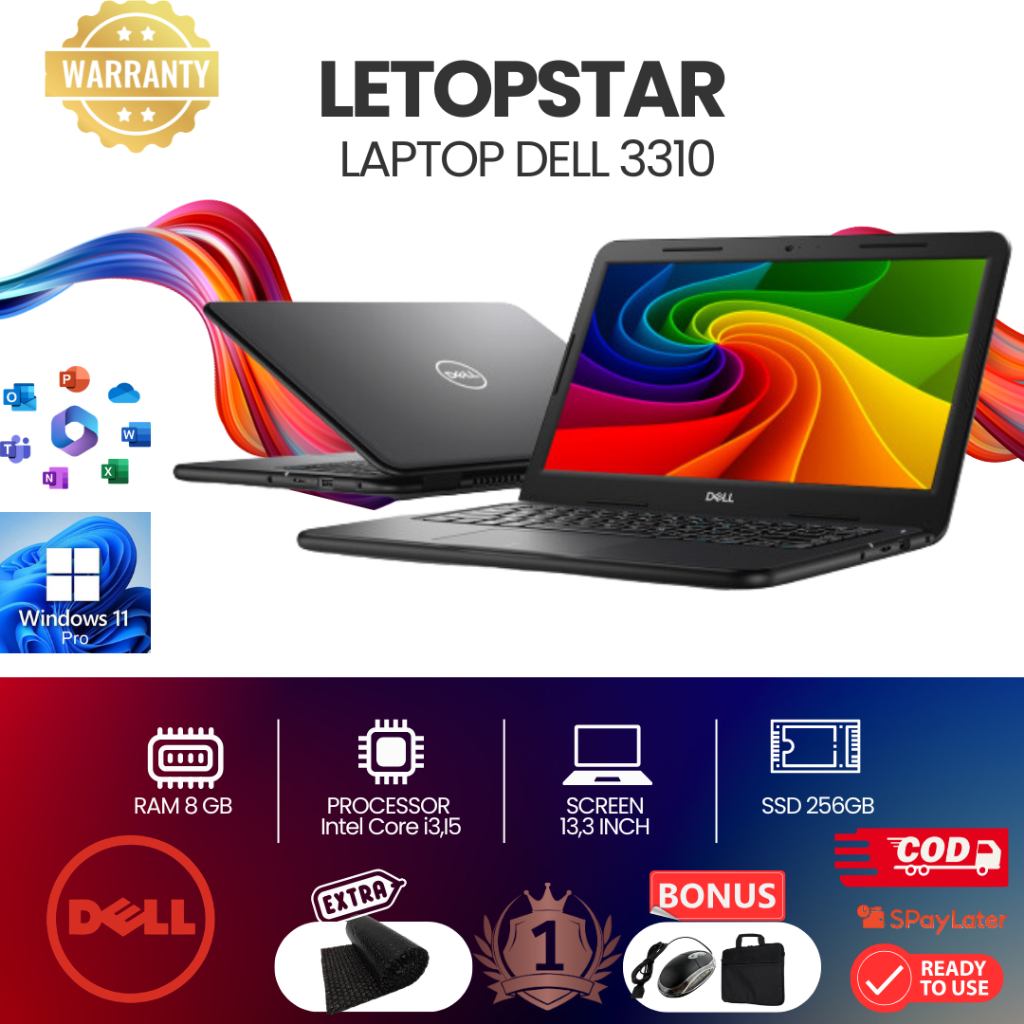 DELL 3310 INTEL CORE i3 i5 GEN8 RAM 8GB 16GB SSD 256GB TOUCHCREEN FREE MOUSE + TAS