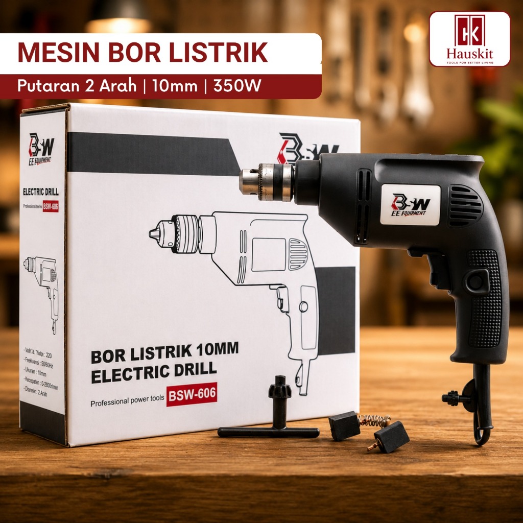 Mesin Bor Listrik 10MM 350W Putaran 2 arah Impact Drill Mesin Bor Tangan Portable  Bor Listrik Porta