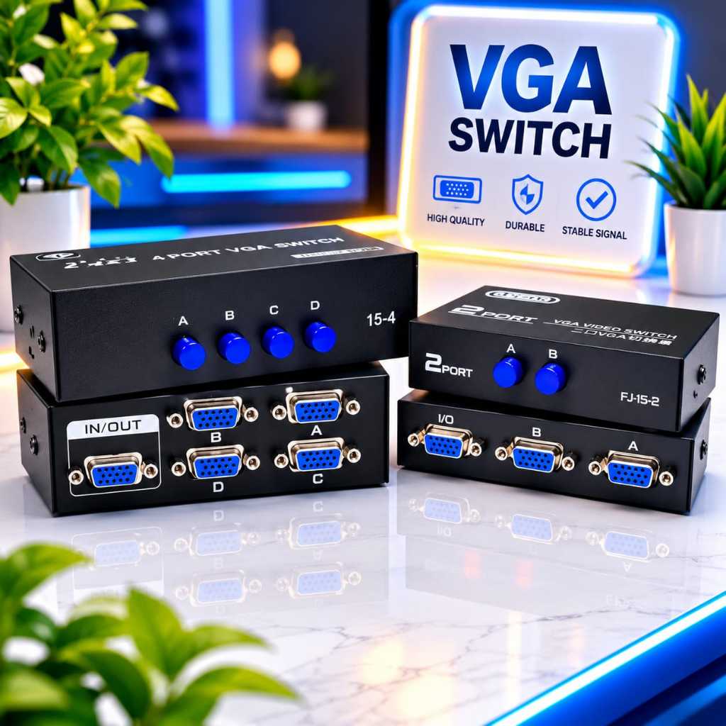 VGA Switch 2 Port & 4 Port – Solusi Praktis Berbagi Monitor dengan Sinyal Stabil